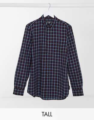 French Connection Tall - Chemise en coton à larges carreaux - Bleu marine