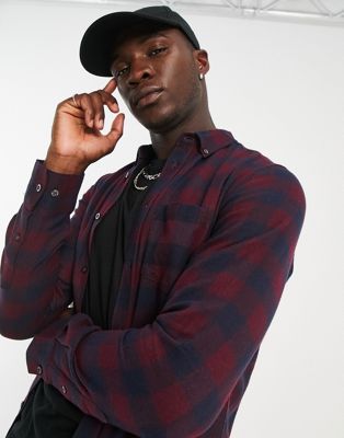 French Connection Tall long sleeve gingham check flannel shirt in chateux - ASOS Price Checker