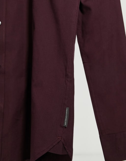 French Connection - Tall - Chemise Oxford boutonnée à logo - Bordeaux, 4 de 4