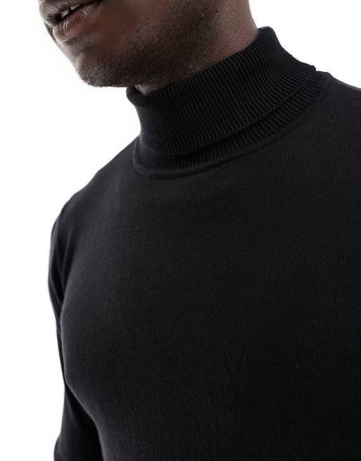 French Connection Tall cotton turtle neck sweater in black