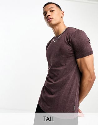 French Connection Tall crew neck t-shirt in burgundy mel