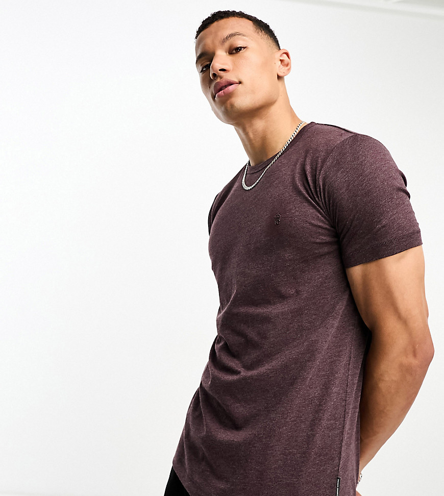 French Connection Tall crew neck t-shirt in burgundy mel-Red