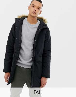 french connection parka with faux fur hood