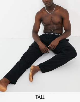 FRENCH CONNECTION TALL FCUK JERSEY PANTS IN BLACK,TGQVJ