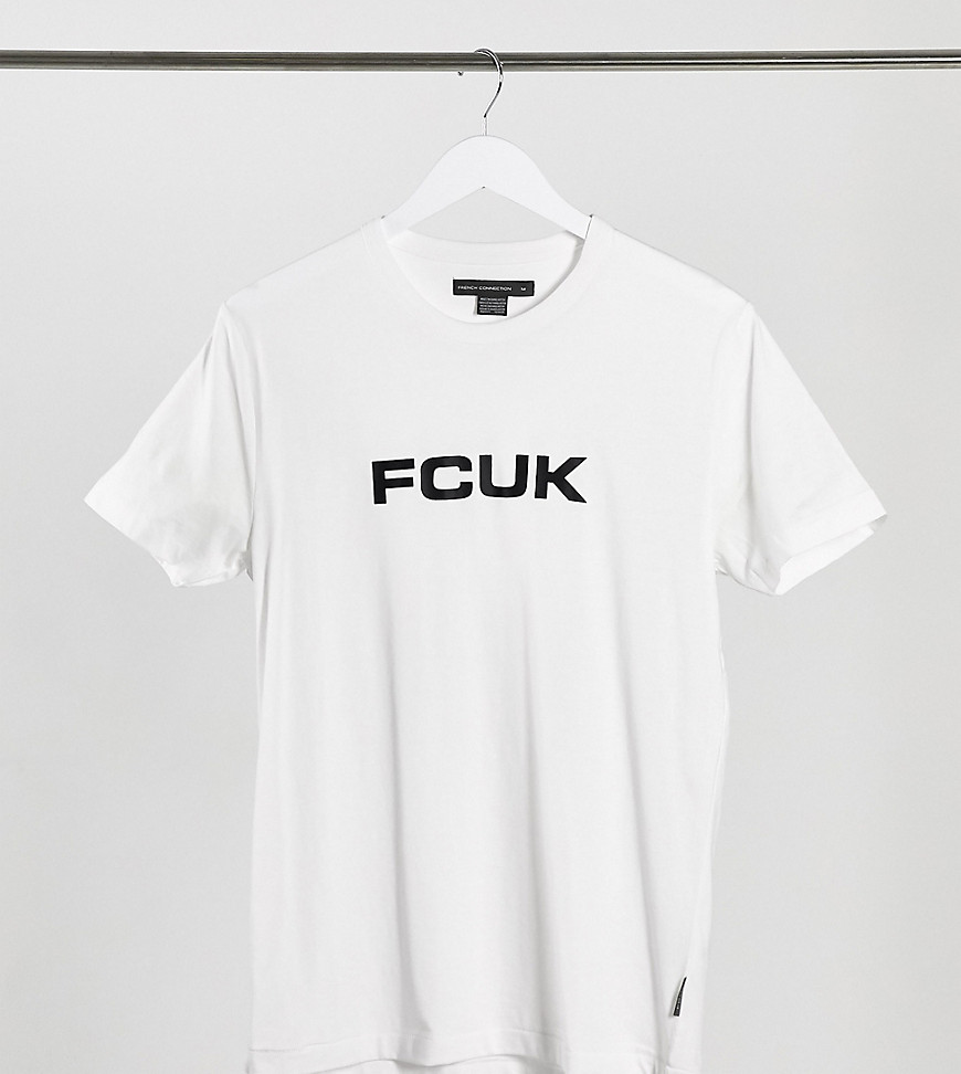 French Connection Tall FCUK logo T-shirt in white