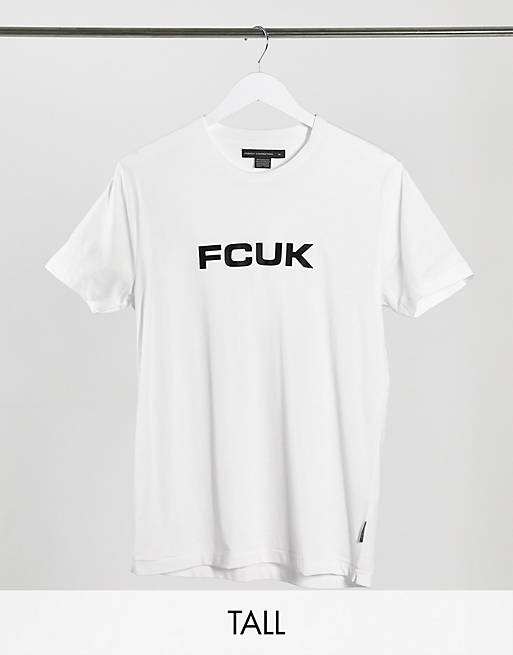 French Connection Tall FCUK logo t-shirt in white | ASOS