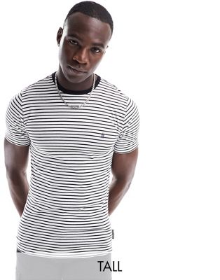 French Connection Tall feeder stripe t-shirt in white & navy