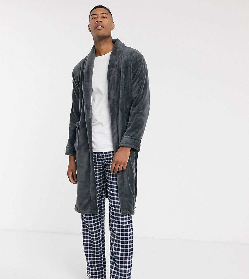 French Connection Tall Fleece Robe-gray
