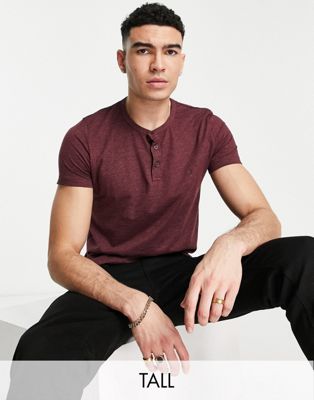 French Connection Tall henley t-shirt in chateux melange