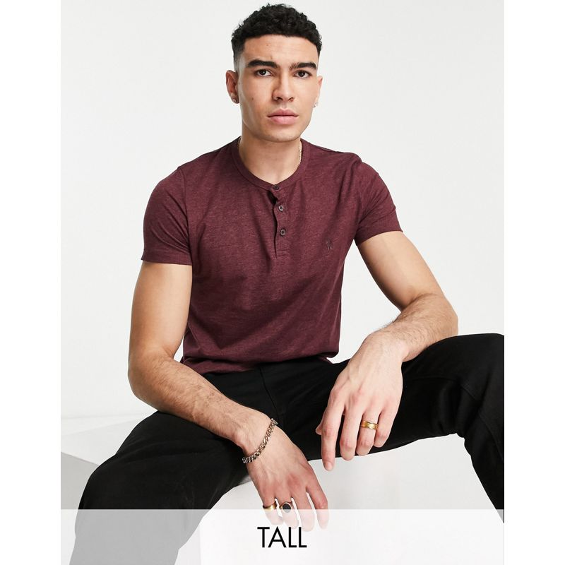 French Connection Tall – Henley-T-Shirt in meliertem Chateux-Rot