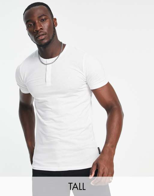 French Connection Tall henley t-shirt in white