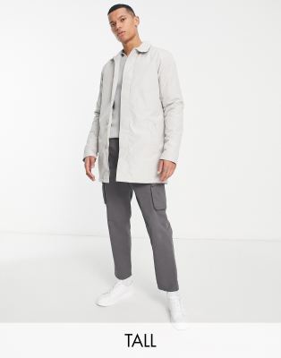 French Connection Tall lined classic mac in light grey