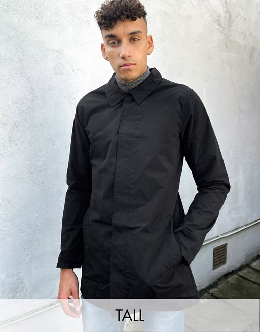 French Connection Tall lined funnel mac jacket in black