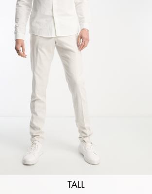 French Connection French Connection Tall linen slim fit suit trousers in white-Neutral