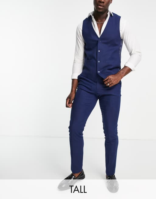 French Connection Tall – Lniane dopasowane spodnie garniturowe