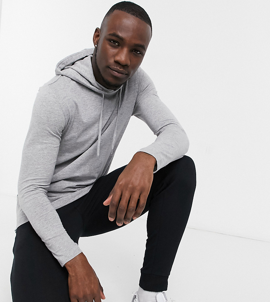French Connection Tall logo hoodie in light gray-Grey