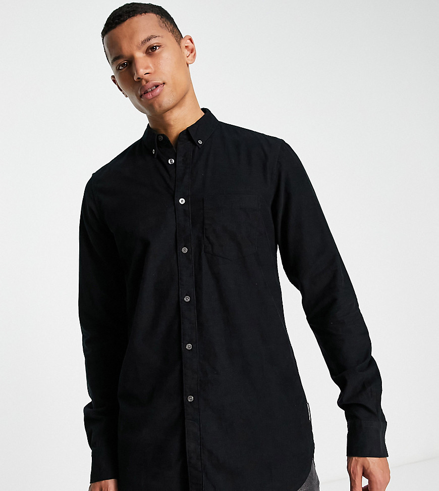 French Connection Tall long sleeve cord shirt in black