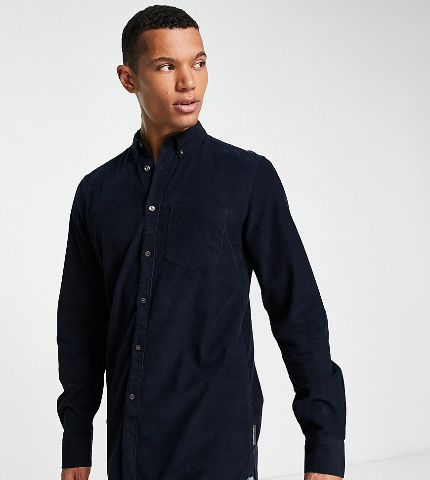 French Connection Tall long sleeve cord shirt in navy
