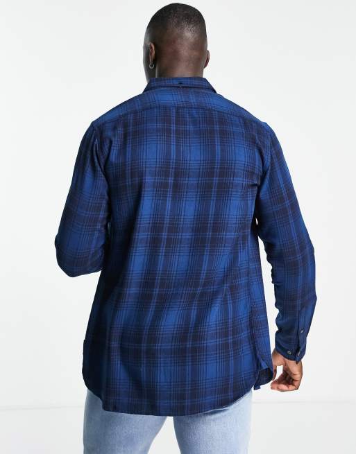 French Connection Tall long sleeve flannel shirt in blue