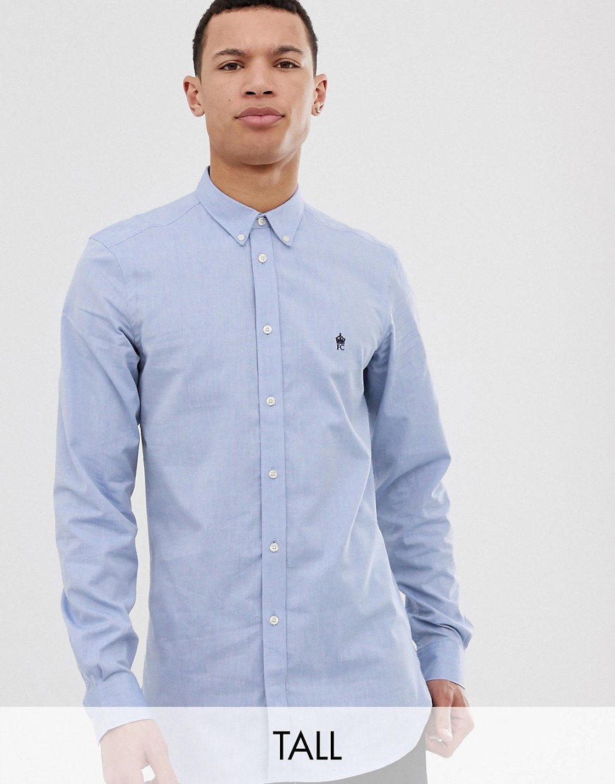 French Connection Tall long sleeve oxford shirt-Blue