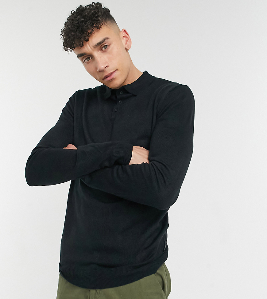 French Connection Tall long sleeve polo in navy