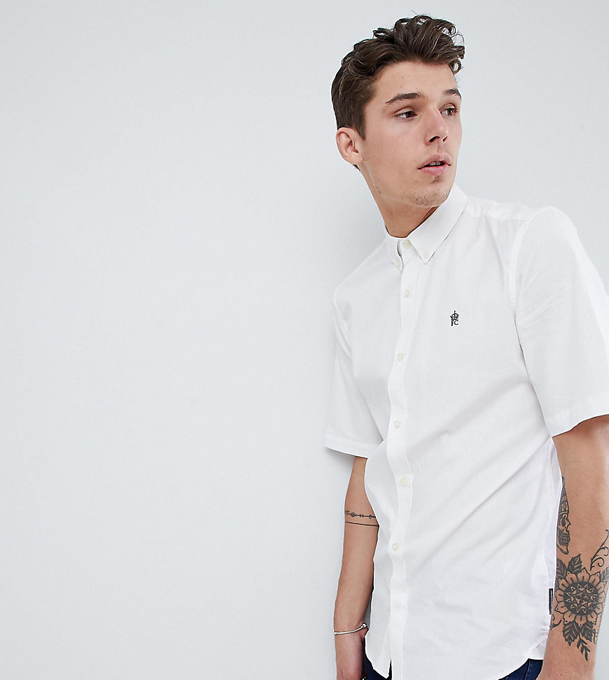 French Connection TALL Oxford Short Sleeve Shirt-White
