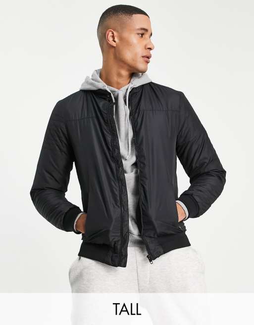 French Connection Tall padded bomber jacket in black | ASOS