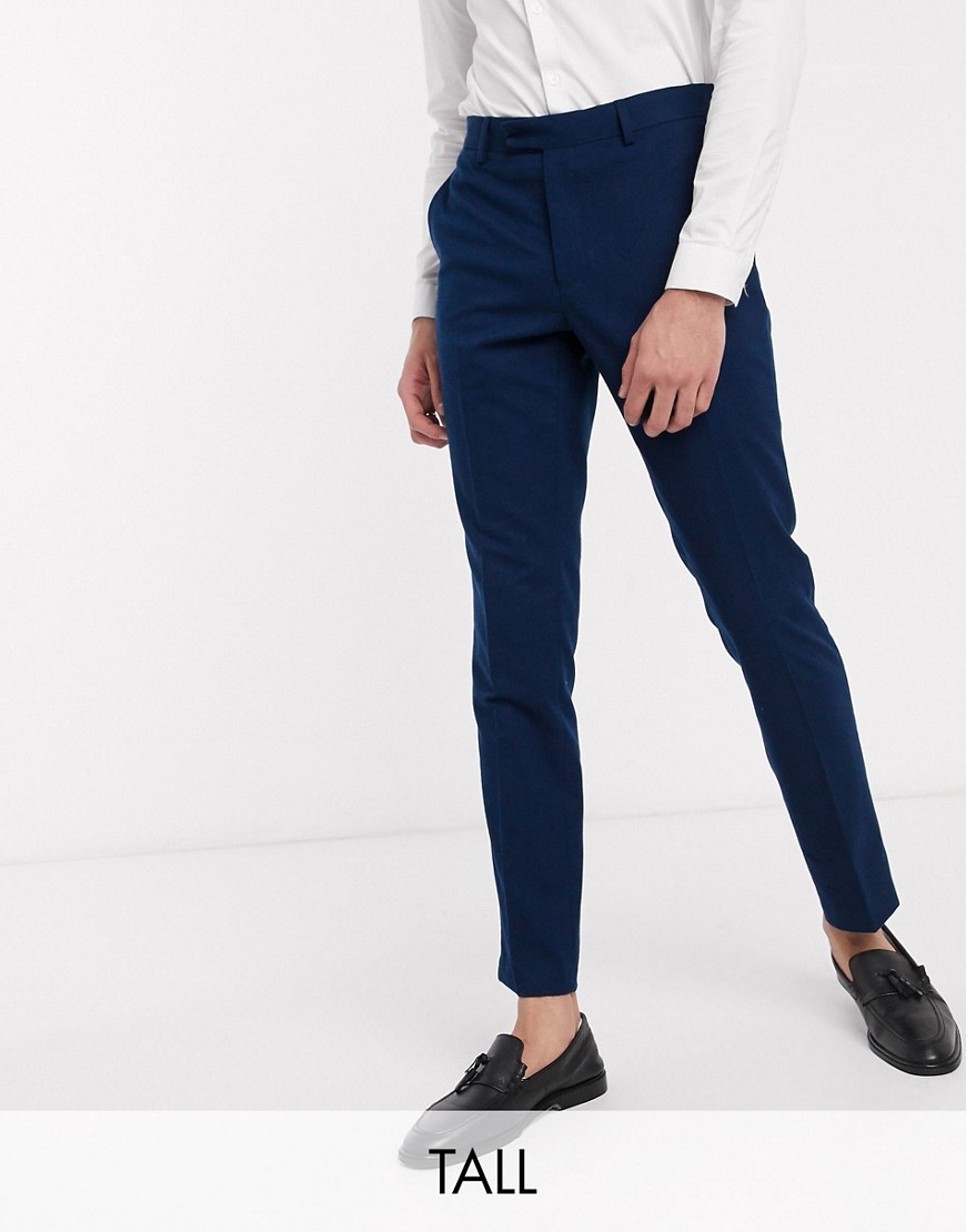 French Connection TALL - Pantaloni da abito da matrimonio slim in flanella-Blu