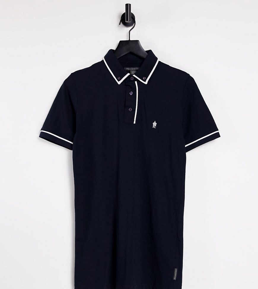 French Connection Tall piping polo in navy-Blues