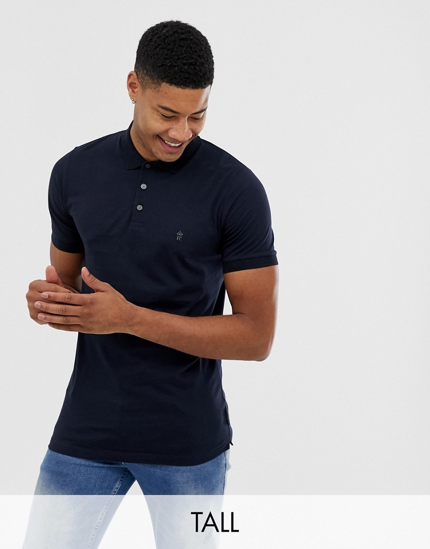 French Connection Tall plain polo shirt-Navy