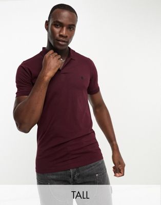 French Connection Tall polo in burgundy - ASOS Price Checker