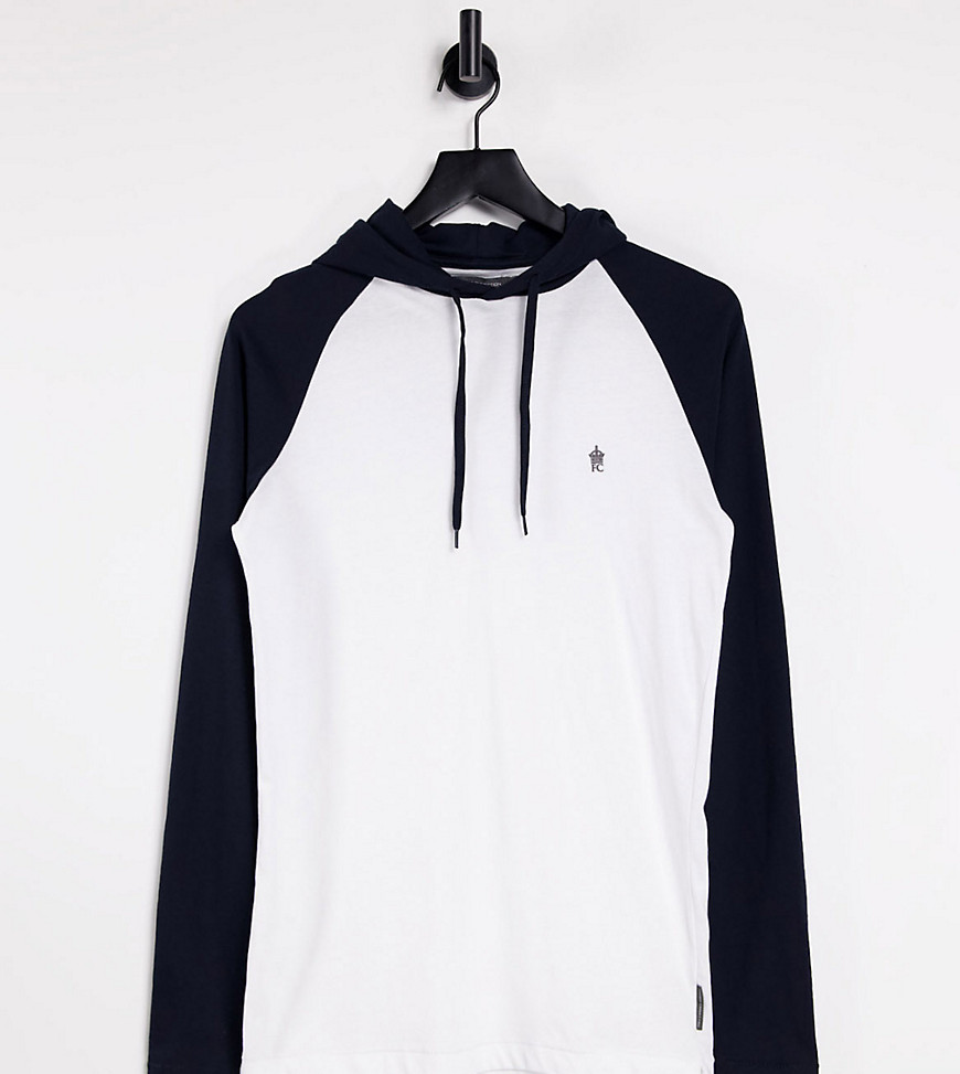 French Connection Tall raglan contrast hoodie long sleeve top-White