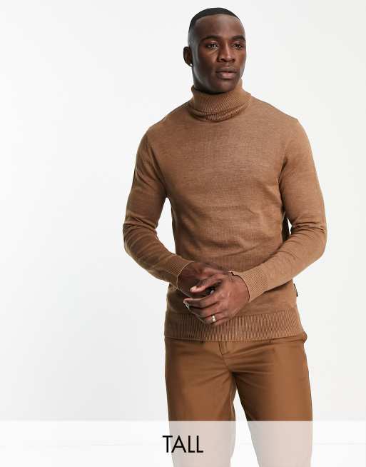 French Connection Tall roll neck jumper in camel