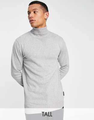 French Connection Tall roll neck sweater in light gray