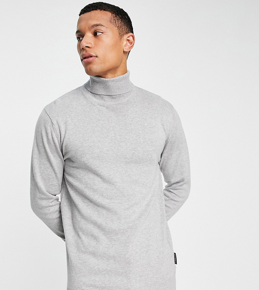 French Connection Tall roll neck sweater in light gray