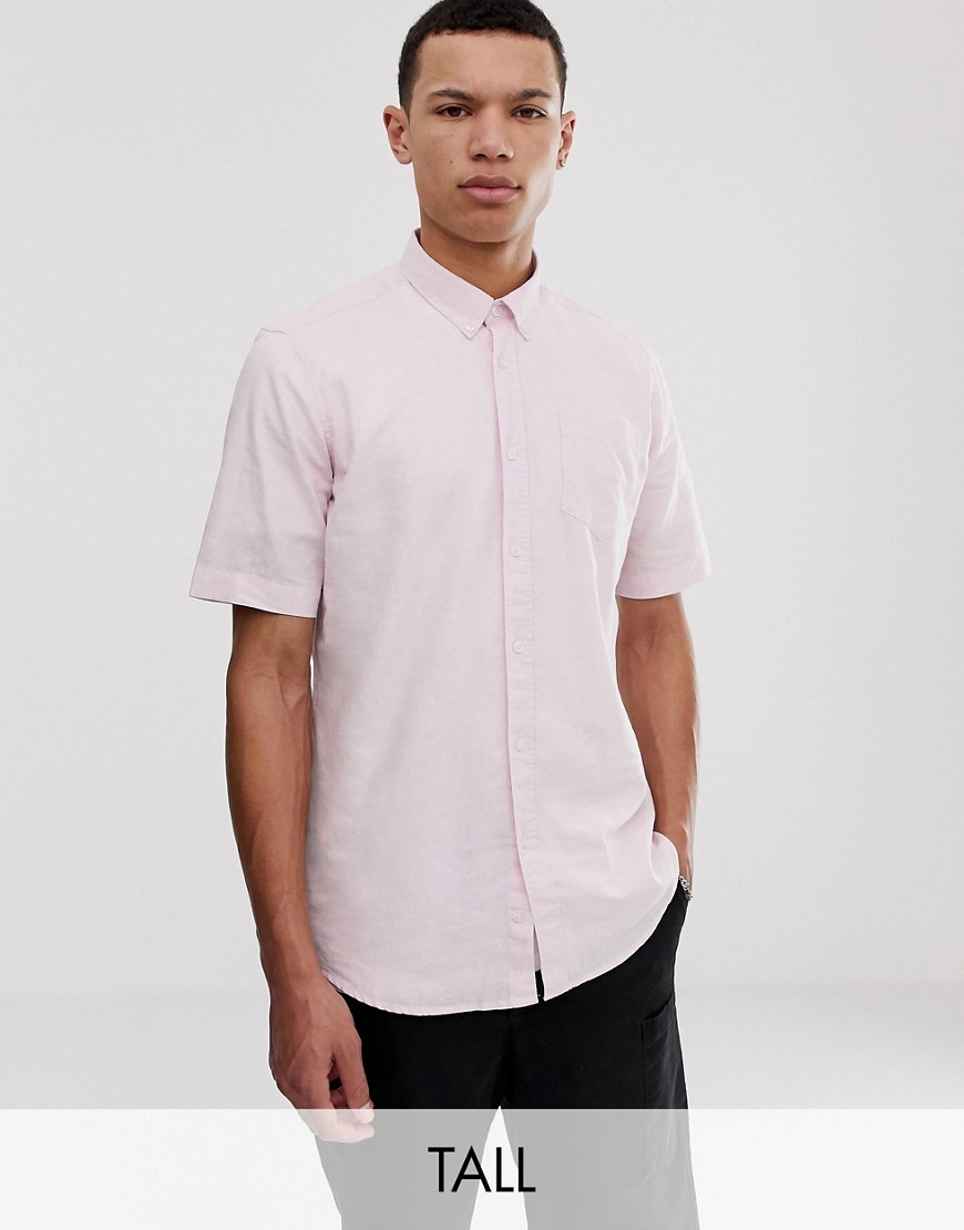 French Connection Tall short sleeve linen shirt-Pink