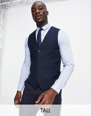 French Connection Tall slim fit dinner suit waistcoat in navy - ASOS Price Checker
