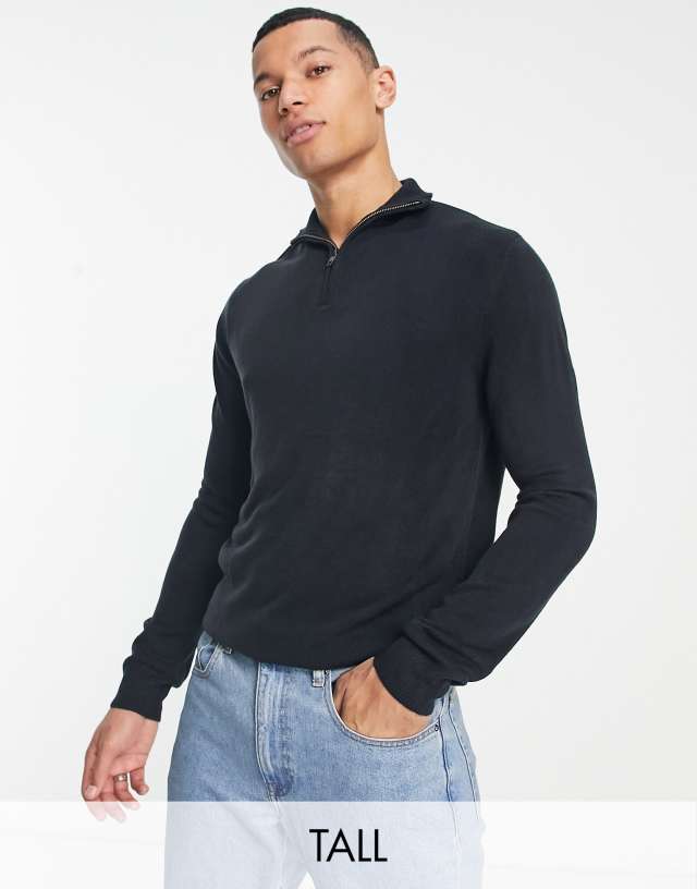 French Connection - tall soft touch half zip jumper in navy