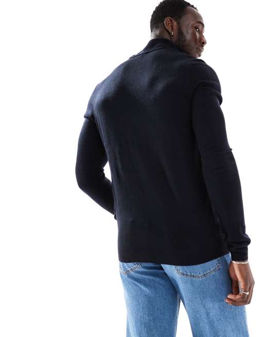 French Connection Tall soft touch half zip jumper in navy ASOS