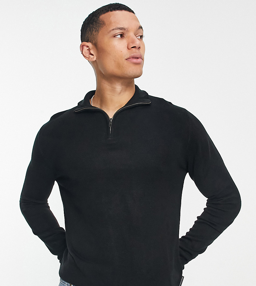 French Connection Tall soft touch half zip sweater in black