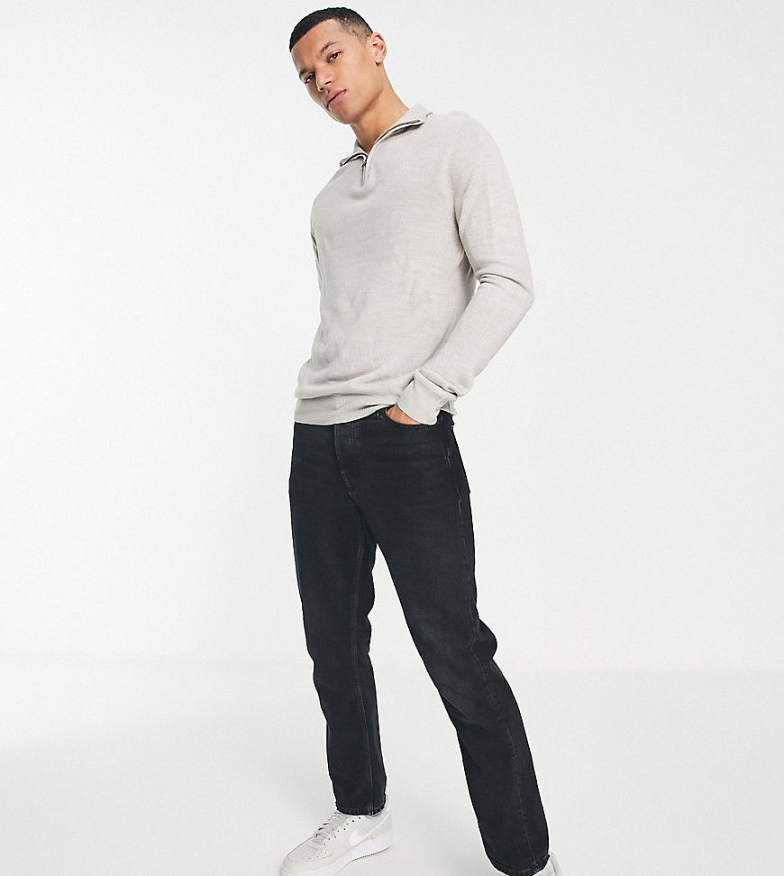 French Connection Tall soft touch half zip sweater in light gray