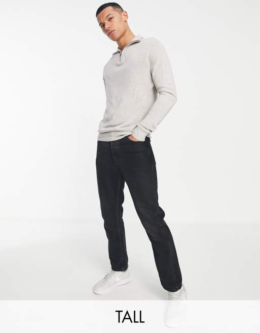 French Connection Tall soft touch half zip sweater in light gray