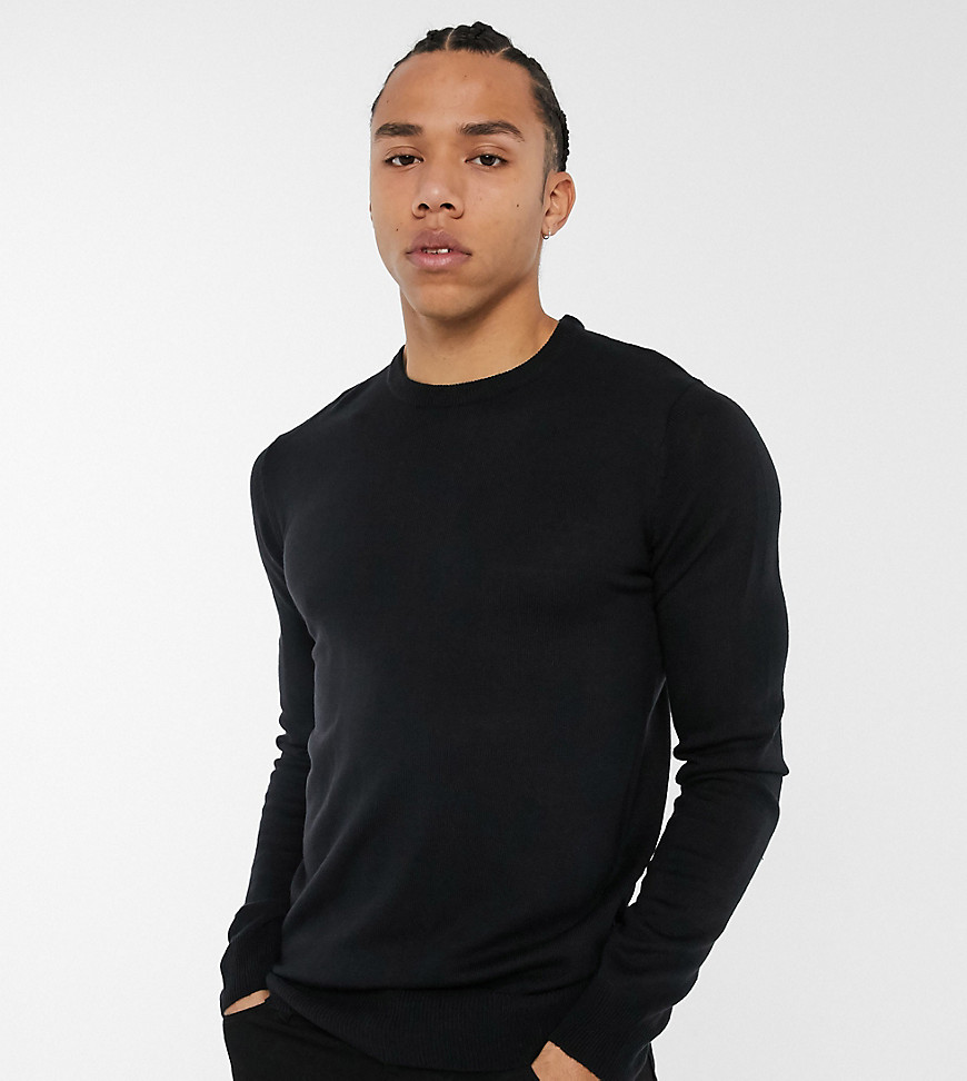 French Connection Tall soft touch logo crew neck knit jumper in navy