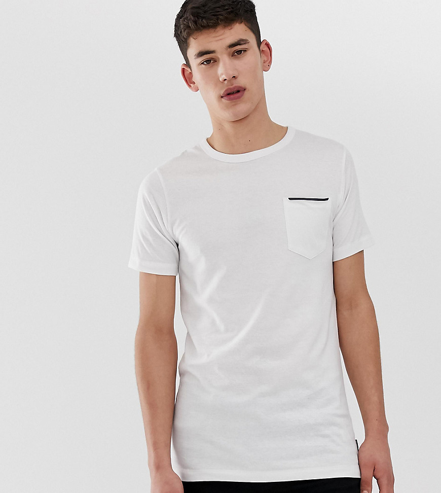 French Connection Tall - T-shirt met borstzakje en een gekleurd randje-Wit