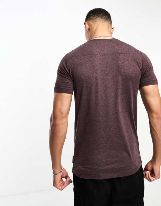 French Connection Tall – T-shirt z okrągłym dekoltem w bordowym melanżowym kolorze, 3 z 4