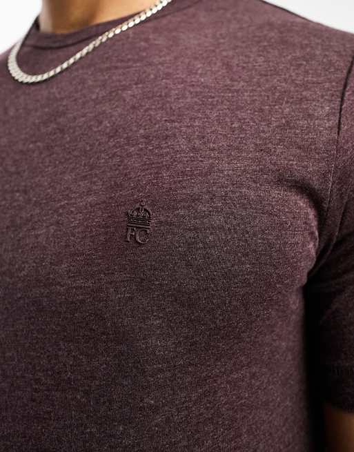 French Connection Tall – T-shirt z okrągłym dekoltem w bordowym melanżowym kolorze, 4 z 4