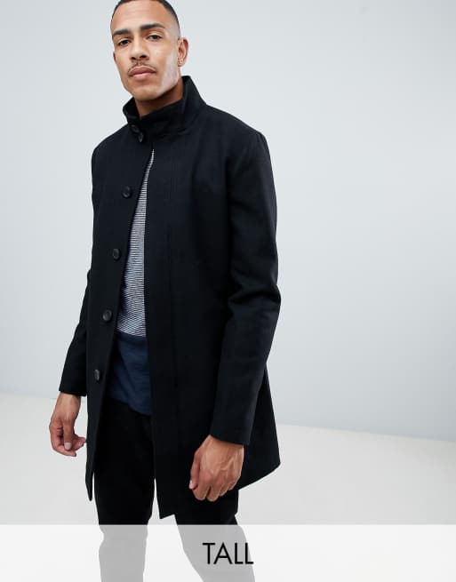 Wool blend cheap funnel neck coat