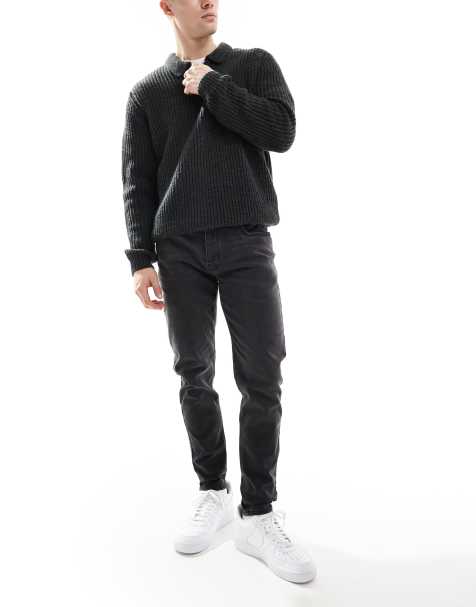 French Connection - Tapered jeans i vasket sort - view 1