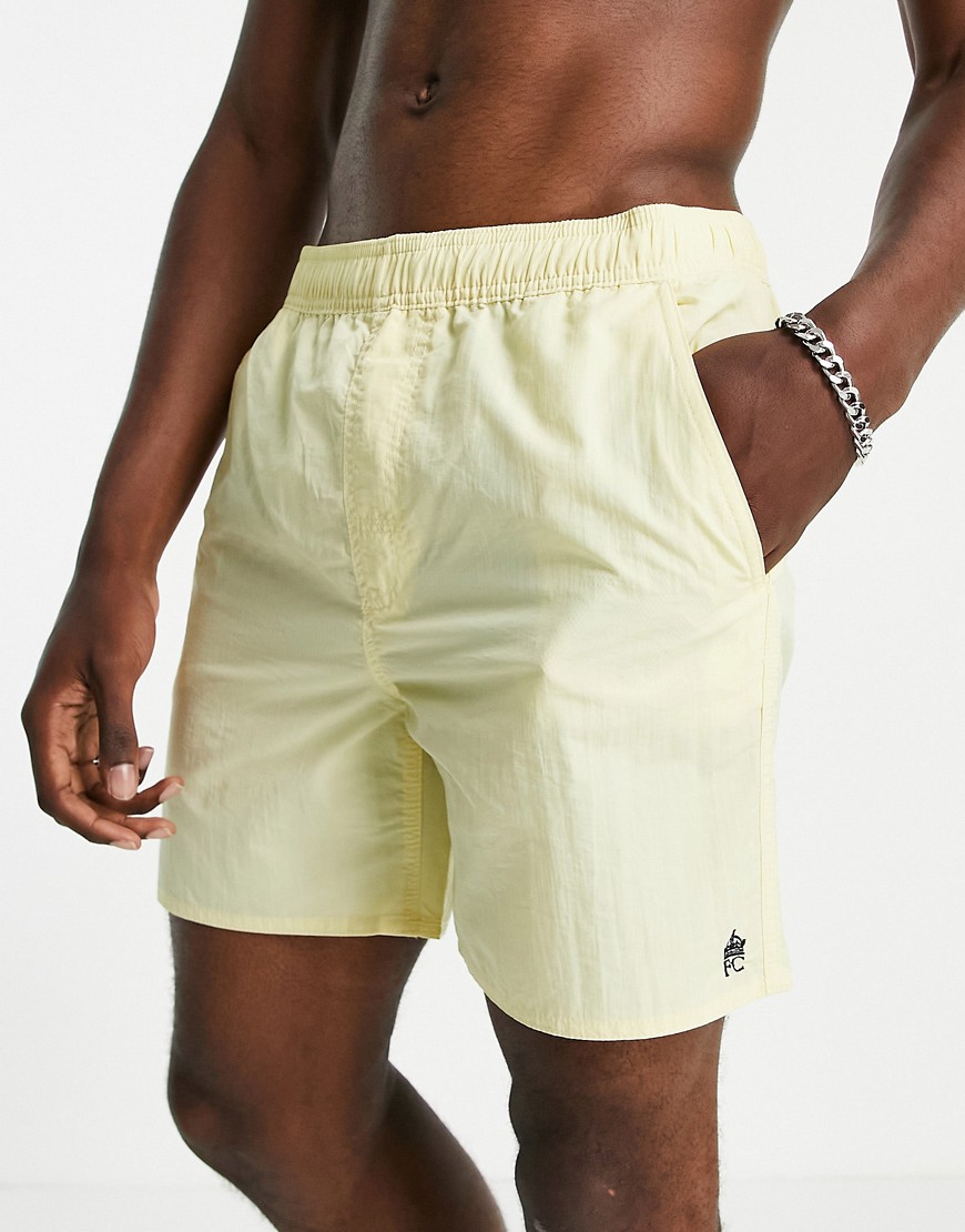 French Connection Tas contrast swim shorts in lemon and white-Multi