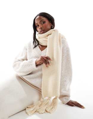 French Connection French Connection tassle scarf in beige-Neutral
